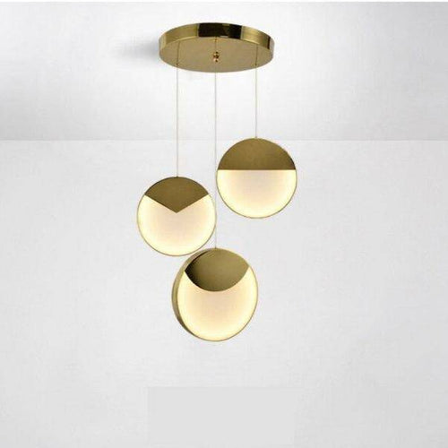 Suspension design LED avec disque aux bords épais dorés - vue 8 sur 8