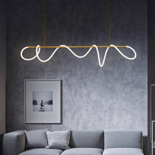 Lustre design LED doré avec bandeau lumineux Shadow - vue 5 sur 8