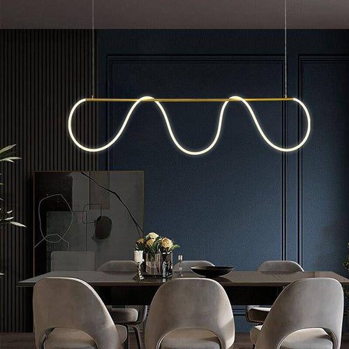 Lustre design LED doré avec bandeau lumineux Shadow - vue 4 sur 8