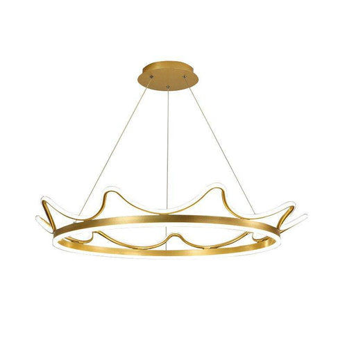 Lustre design LED en métal doré style Crown