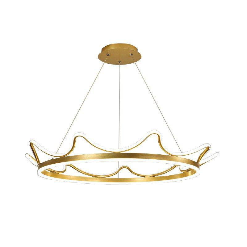 Lustre design LED en métal doré style Crown - vue 5 sur 4