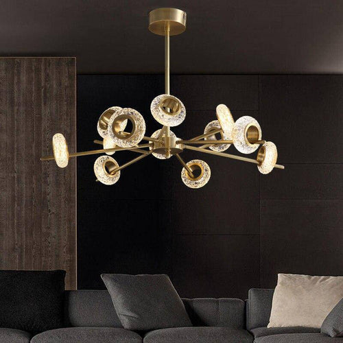 Lustre design à LED avec plusieurs cercles dorés Loft - vue 5 sur 7