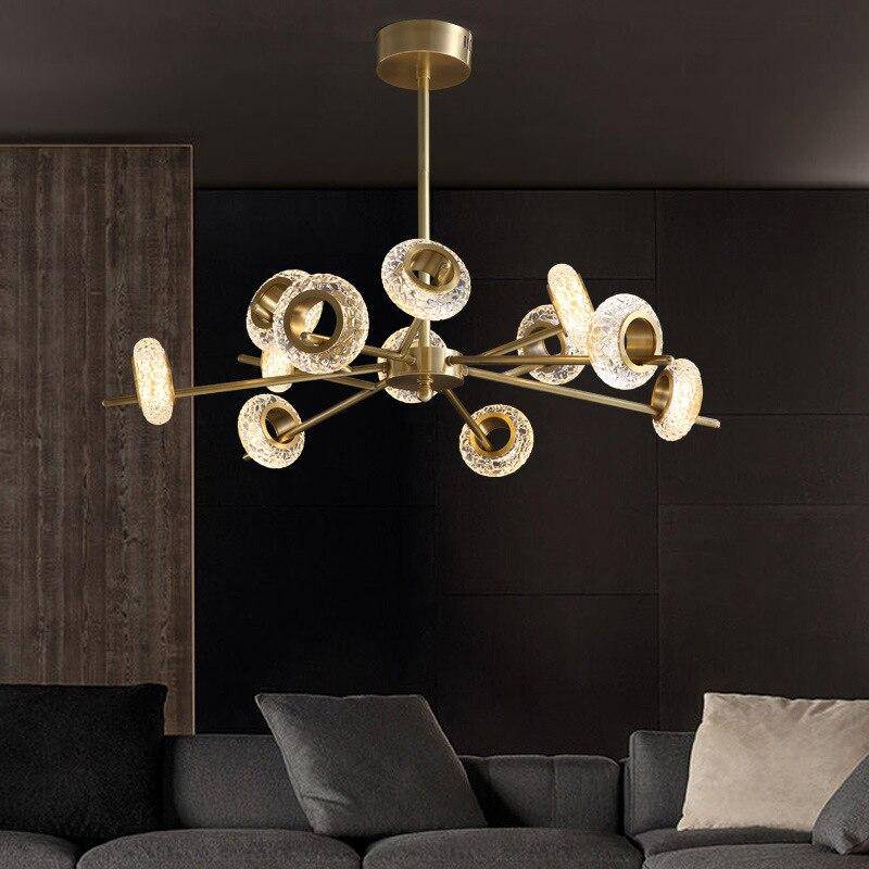 Lustre design à LED avec plusieurs cercles dorés Loft - vue 4 sur 7