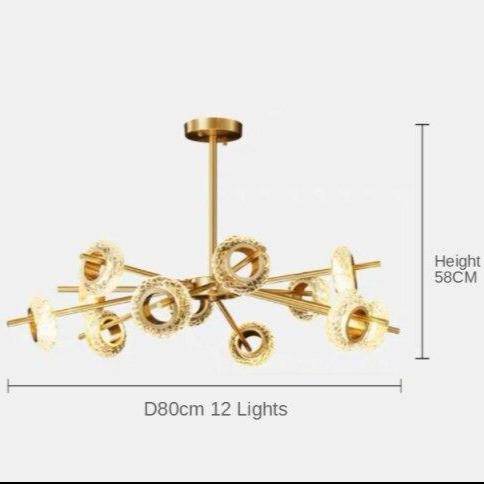 Lustre design à LED avec plusieurs cercles dorés Loft - vue 7 sur 7