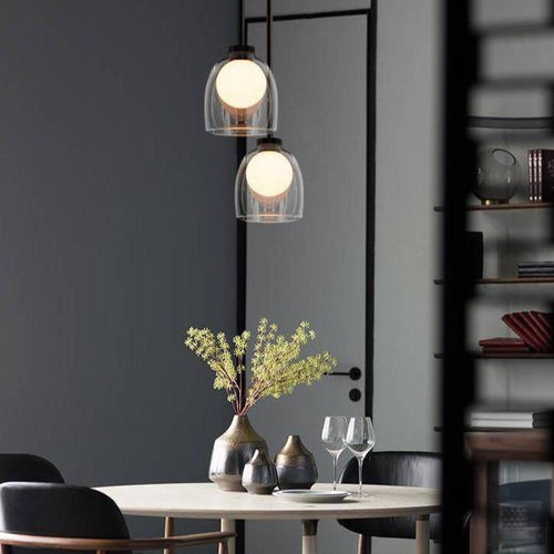 Suspension design à LED avec abat-jour arrondi en verre fumé Shadow - vue 3 sur 8