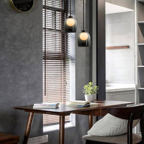 Suspension design à LED avec abat-jour arrondi en verre fumé Shadow - vue 6 sur 8