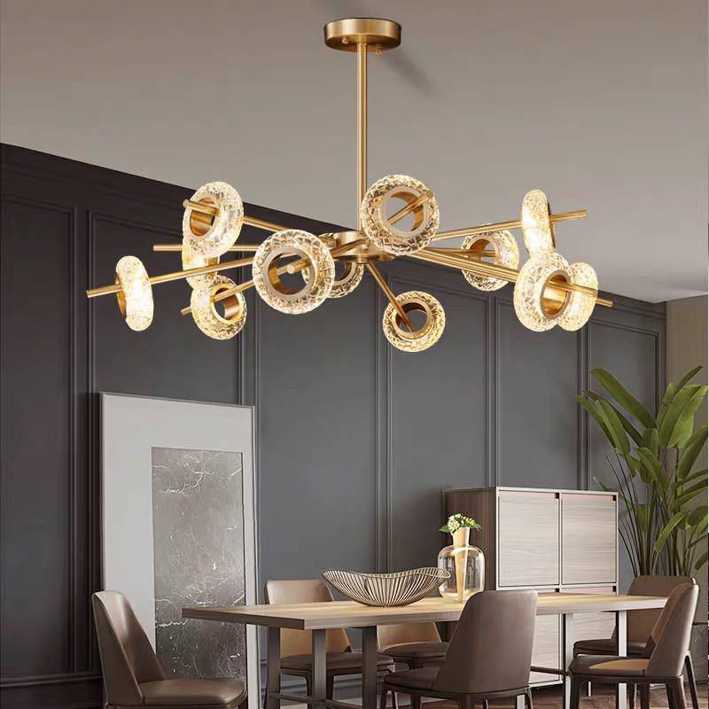 Lustre design à LED avec plusieurs cercles dorés Loft - vue 3 sur 7