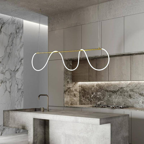Lustre design LED doré avec bandeau lumineux Shadow - vue 3 sur 8