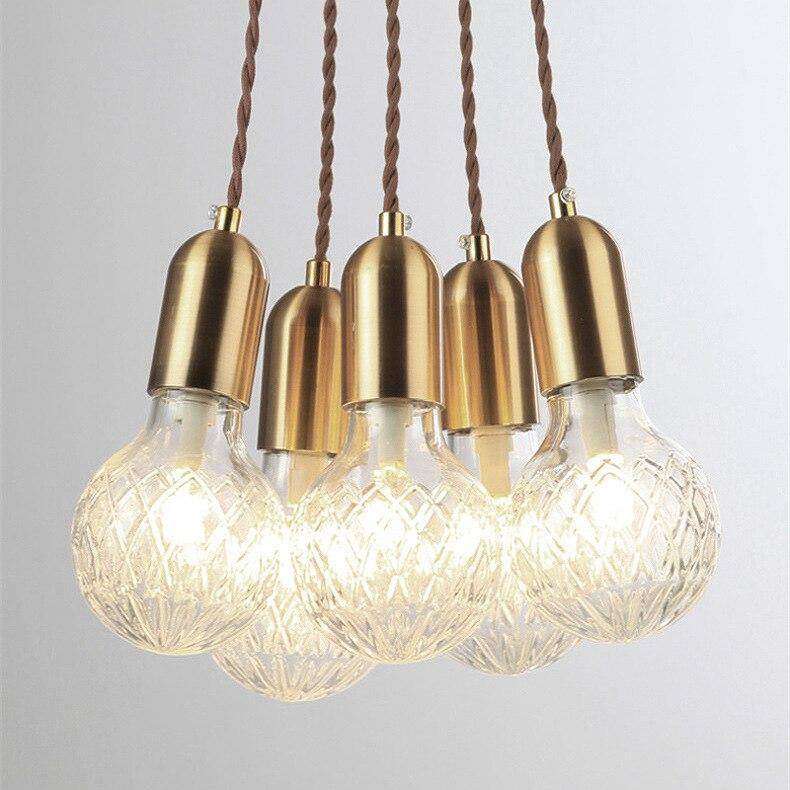 Suspension design LED dorée avec abat-jour en verre cristal Loft - vue 3 sur 4