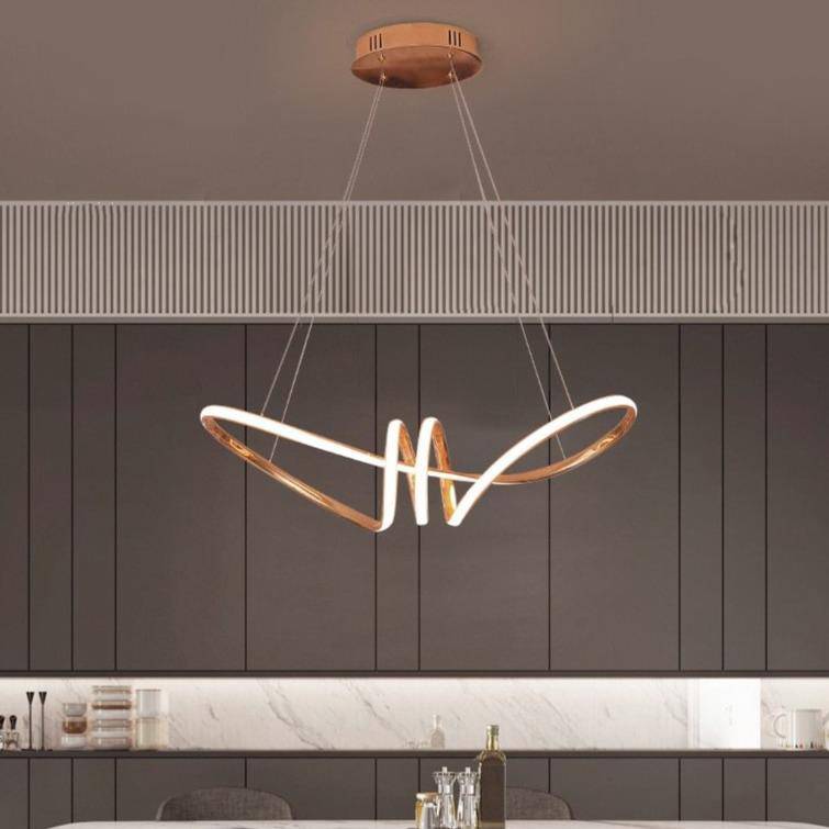Lustre design à LED avec spirales dorées Néo - vue 3 sur 4