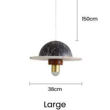 Suspension design à LED en marbre noir et blanc et métal doré - vue 7 sur 9