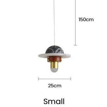 Suspension design à LED en marbre noir et blanc et métal doré - vue 9 sur 9