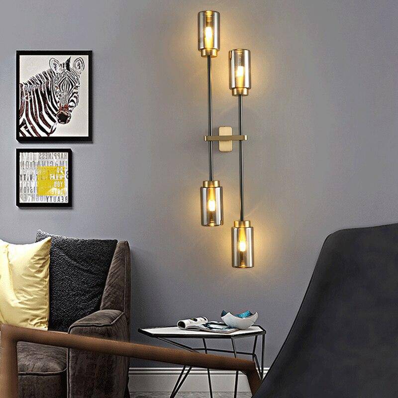 Applique murale design à LED avec abat-jour cylindre en verre Loft - vue 2 sur 6