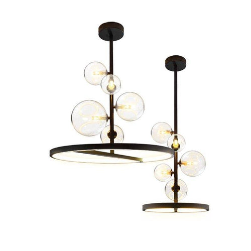 Suspension design à LED avec cercle en métal et boules en verre Light Up - vue 9 sur 8