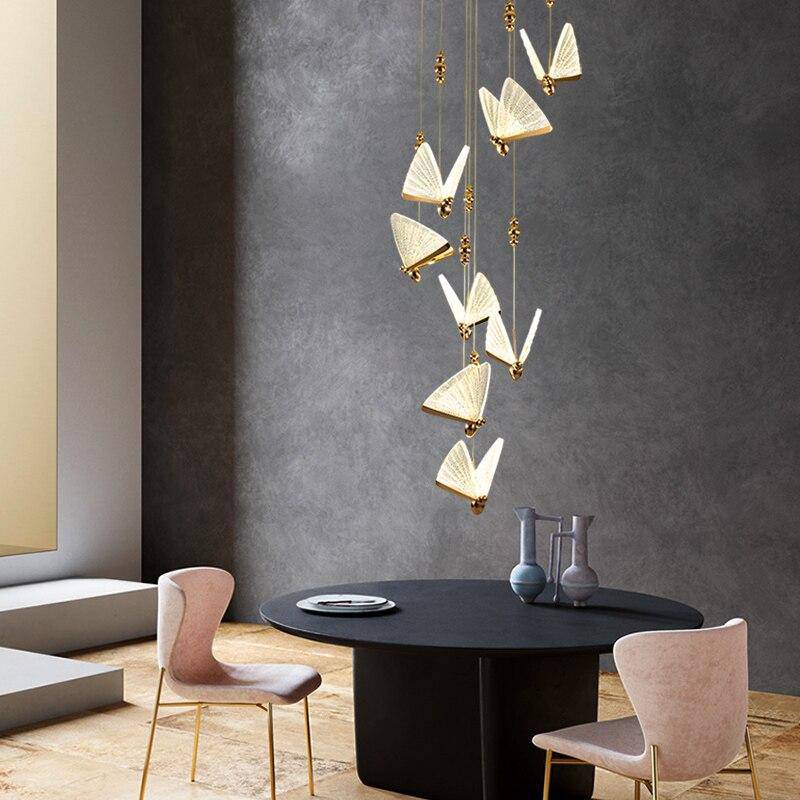 Suspension design à LED en verre style Butterfly - vue 4 sur 5