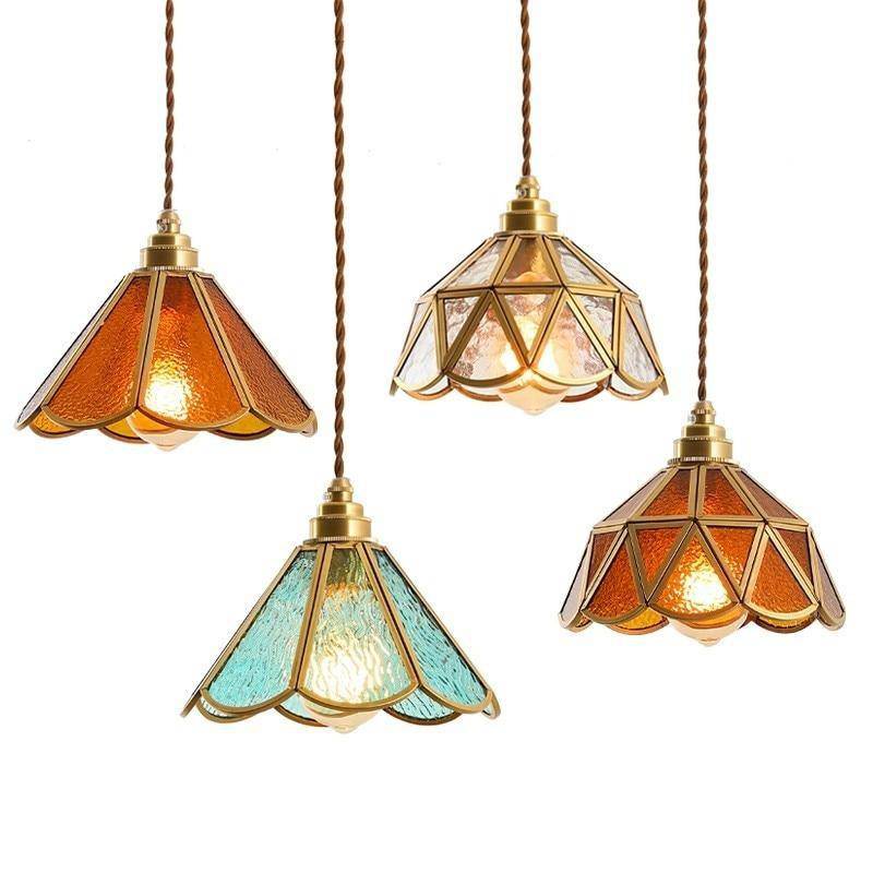 Suspension rétro à LED en verre et métal doré Glass - vue 3 sur 15