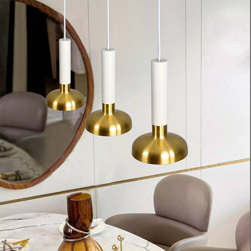 Suspension design à LED cylindre et abat-jour doré Luxury - vue 5 sur 7