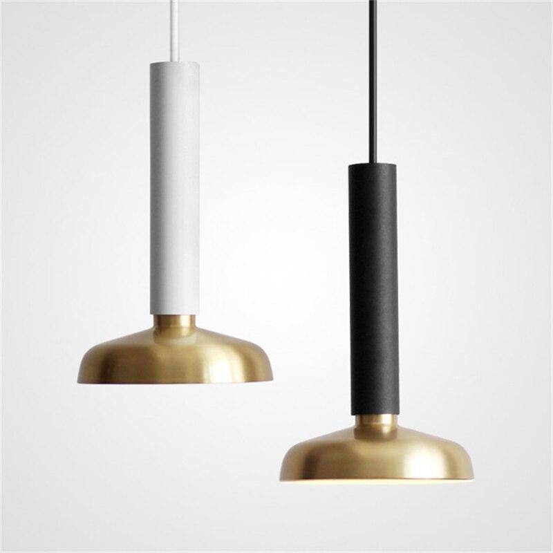 Suspension design à LED cylindre et abat-jour doré Luxury - vue 6 sur 7