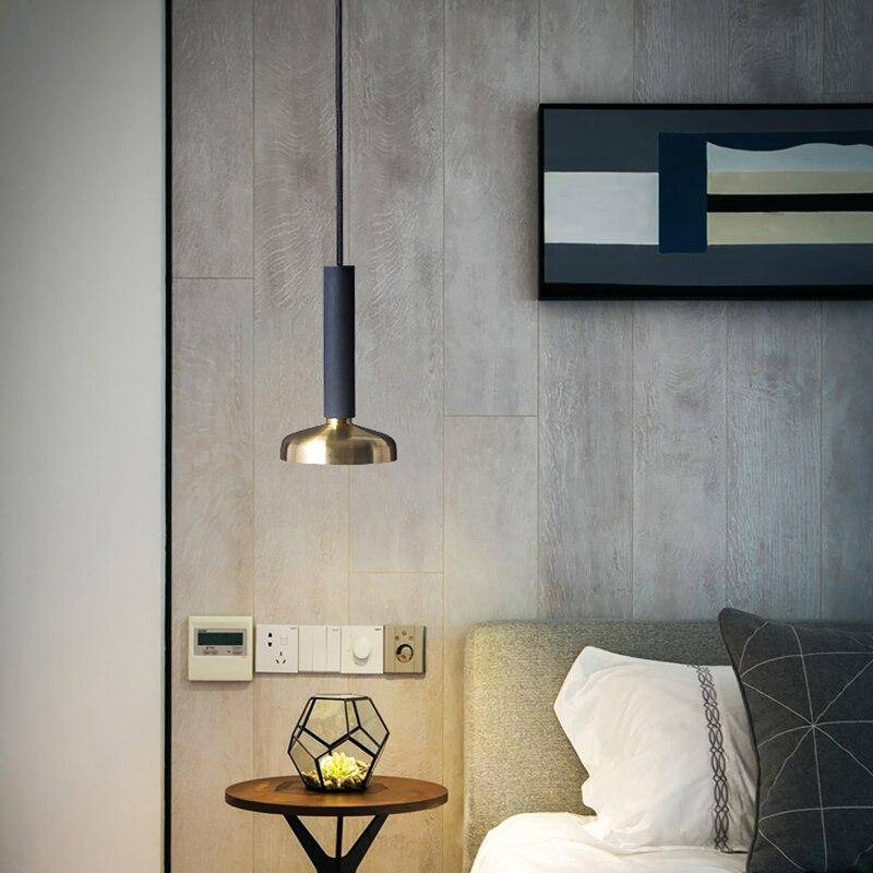 Suspension design à LED cylindre et abat-jour doré Luxury - vue 4 sur 7