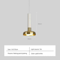 Suspension design à LED cylindre et abat-jour doré Luxury