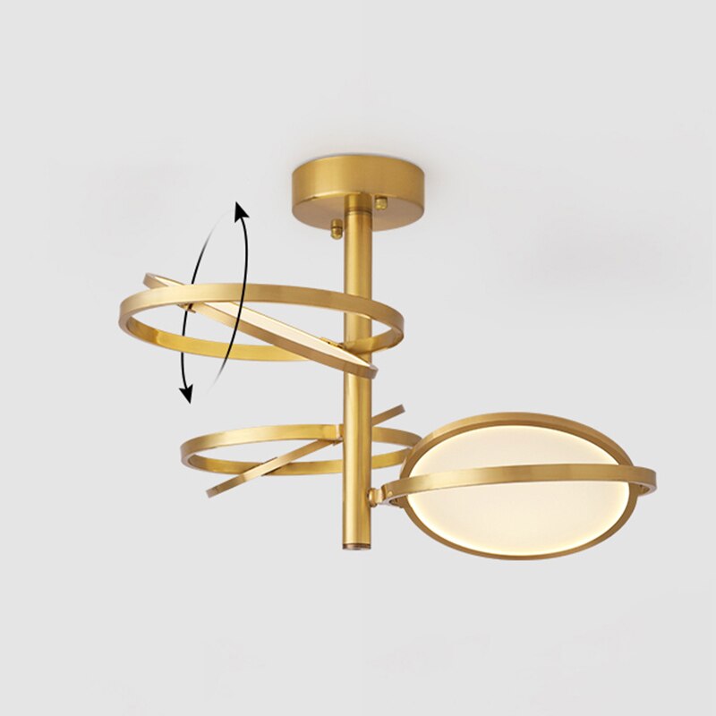 Lustre design en métal doré avec lampe arrondie Skalla - vue 7 sur 8