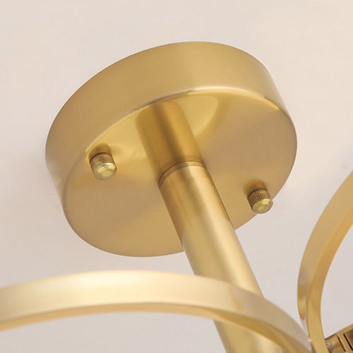 Lustre design en métal doré avec lampe arrondie Skalla - vue 6 sur 8
