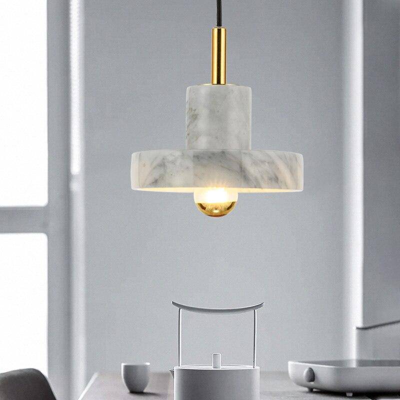 Suspension en marbre blanc à LED avec abat-jour design - vue 3 sur 5