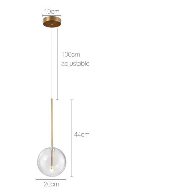 Suspension design avec boule en verre suspendue Dixie