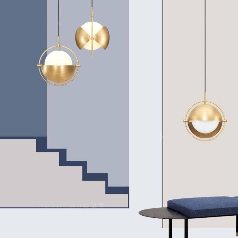 Suspension design à LED avec abat-jour en métal doré style Ball - vue 2 sur 7