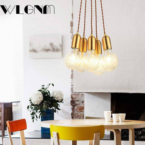 Suspension design à LED en métal doré et ampoule rétro Cristal - vue 3 sur 5