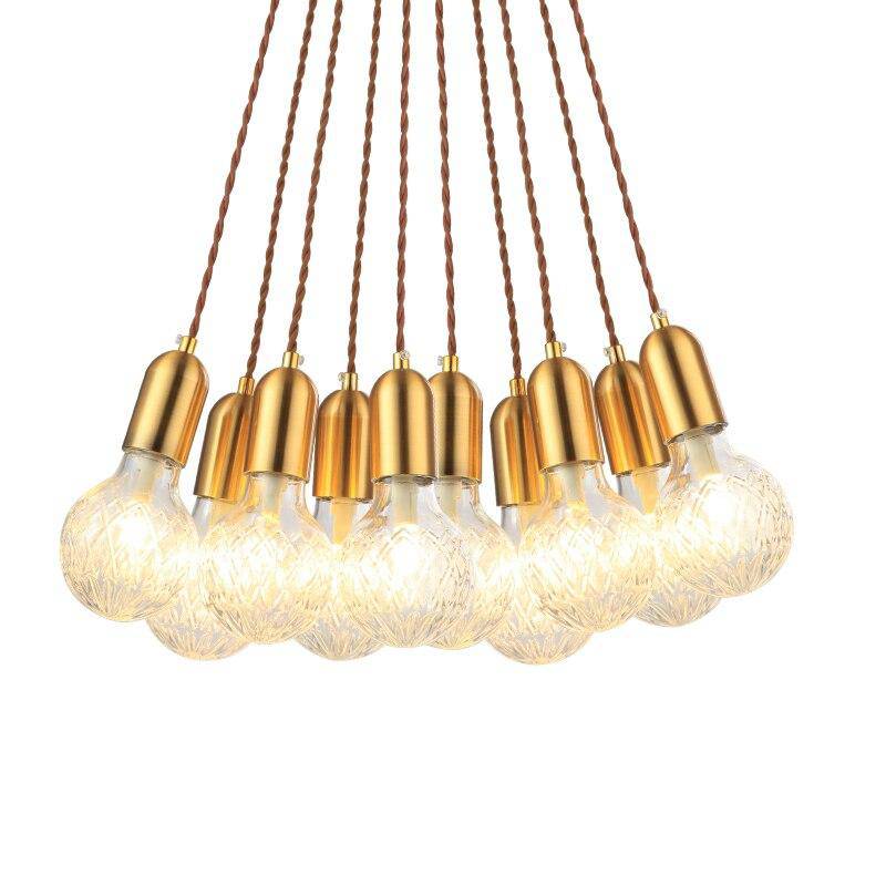 Suspension design à LED en métal doré et ampoule rétro Cristal - vue 4 sur 5
