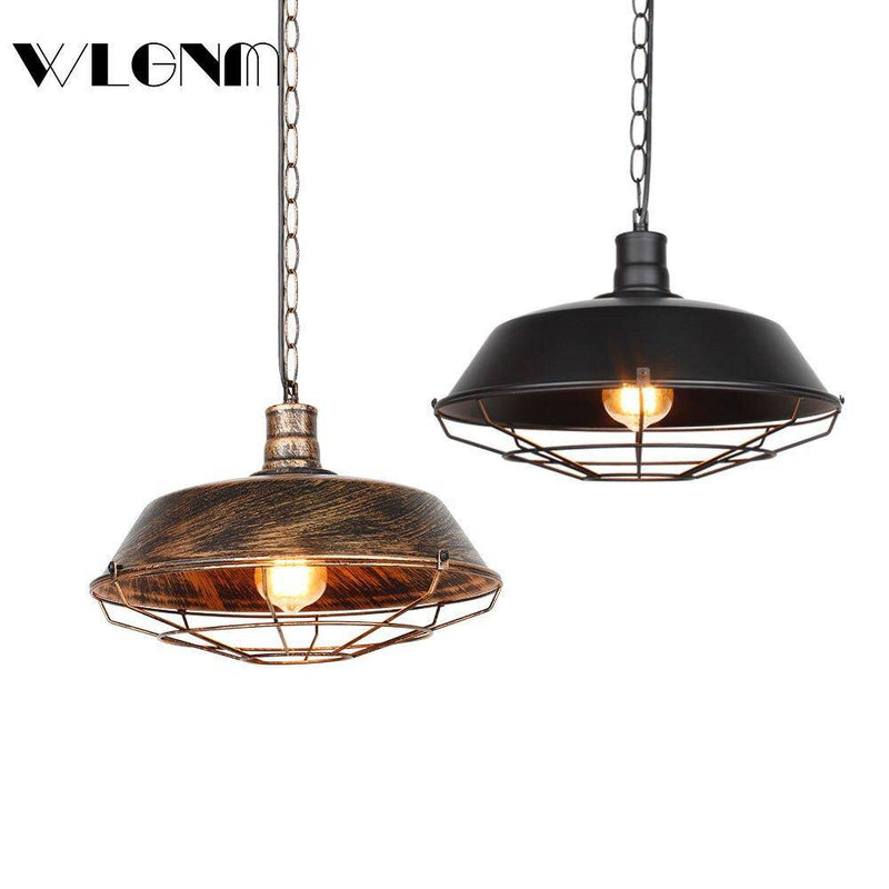 Suspension industrielle à LED avec cage en métal rétro Loft