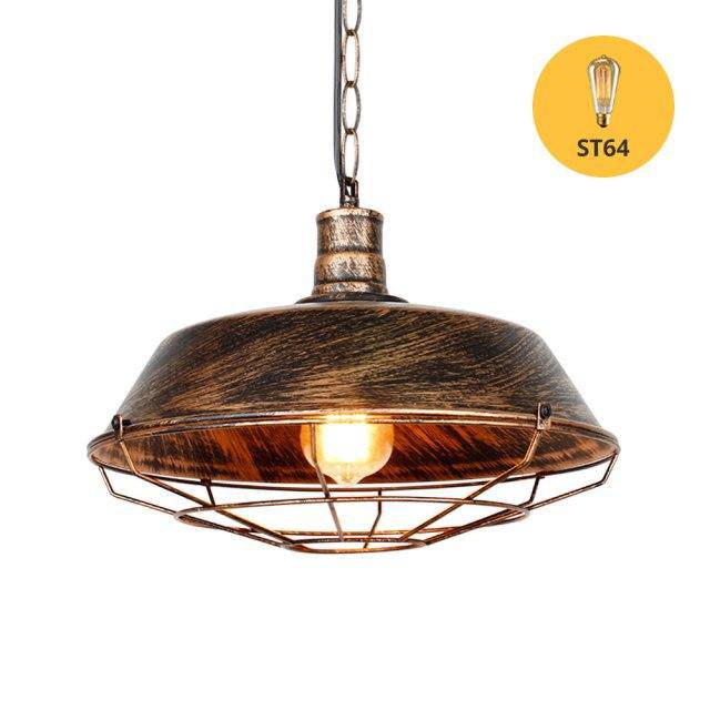 Suspension industrielle à LED avec cage en métal rétro Loft
