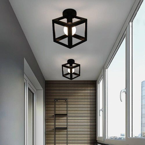 Plafonnier design à LED avec cage en métal coloré Loft - vue 4 sur 11