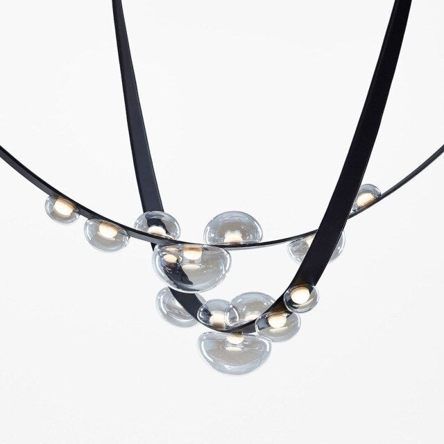 Lustre design en verre et métal Luna - vue 2 sur 7