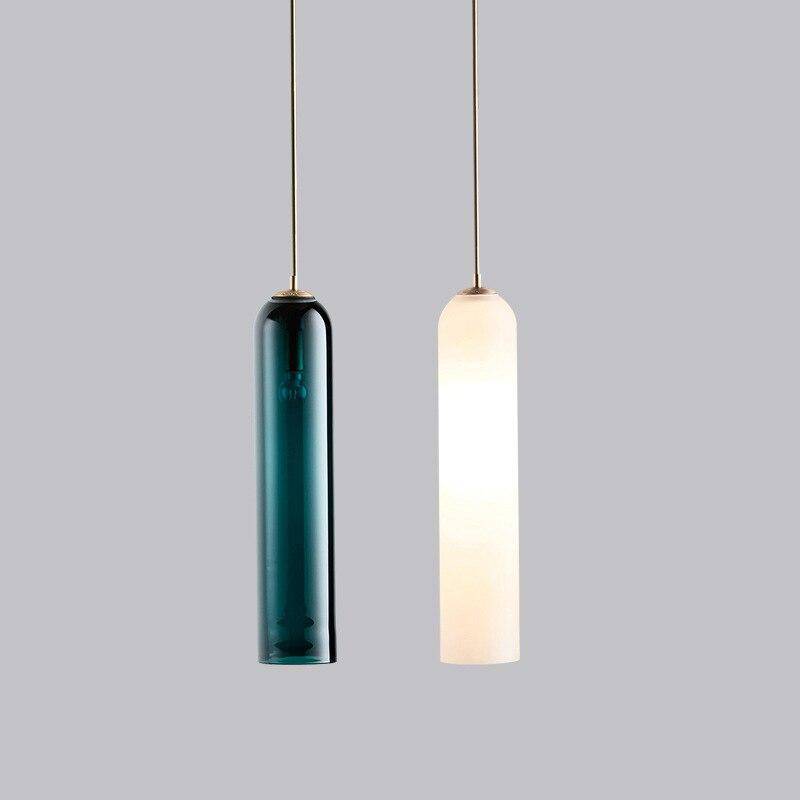 Suspension design à LED cylindre en verre Creative