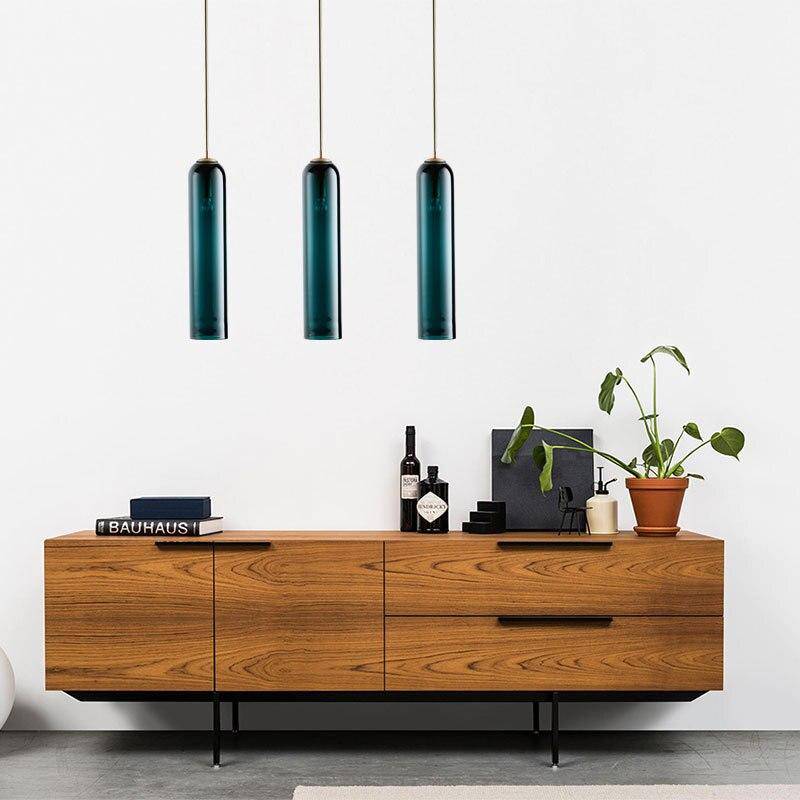 Suspension design à LED cylindre en verre Creative