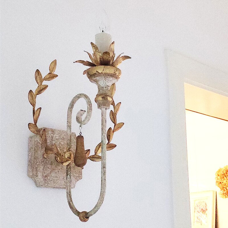 Applique murale vintage classique bougeoir en bois Hylena