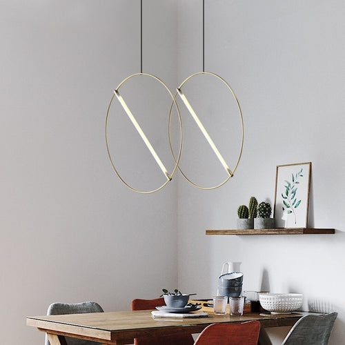 Suspension moderne LED anneau avec barre lumineuse Juncal - vue 4 sur 12