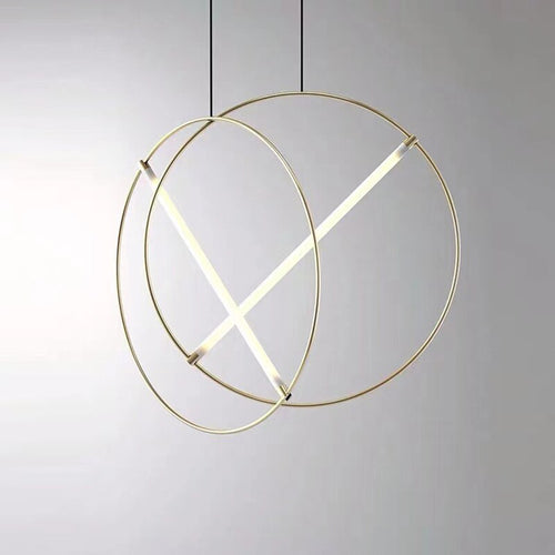 Suspension moderne LED anneau avec barre lumineuse Juncal - vue 9 sur 12