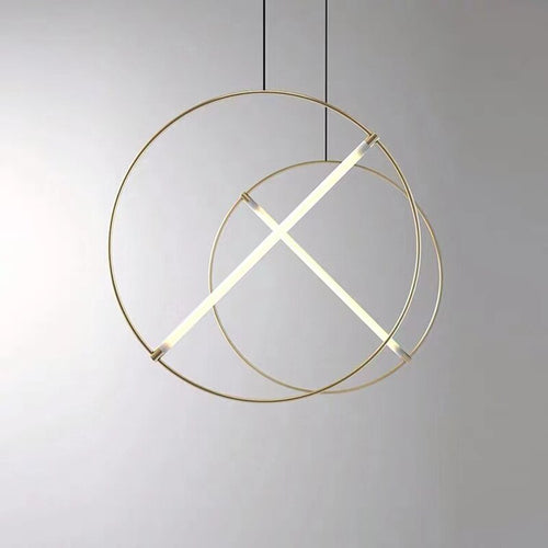 Suspension moderne LED anneau avec barre lumineuse Juncal - vue 10 sur 12
