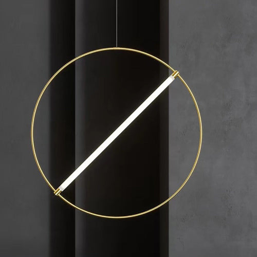 Suspension moderne LED anneau avec barre lumineuse Juncal - vue 8 sur 12