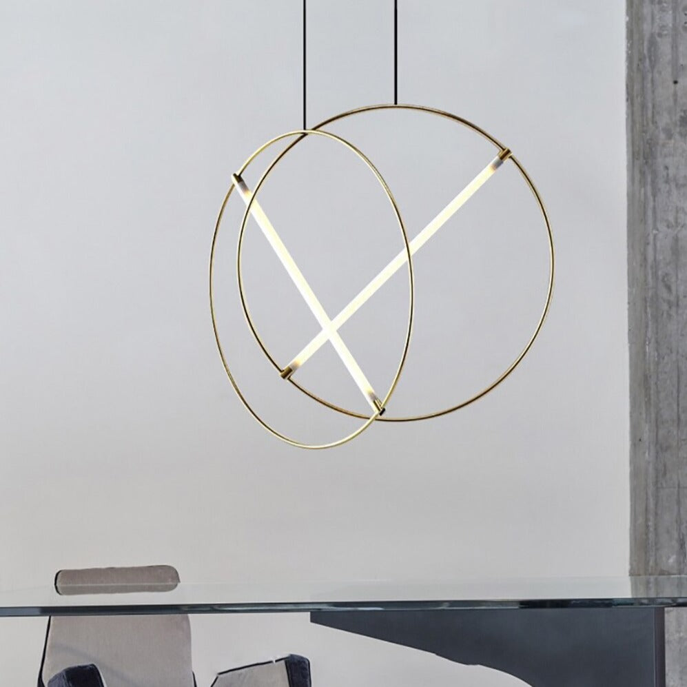 Suspension moderne LED anneau avec barre lumineuse Juncal - vue 5 sur 12