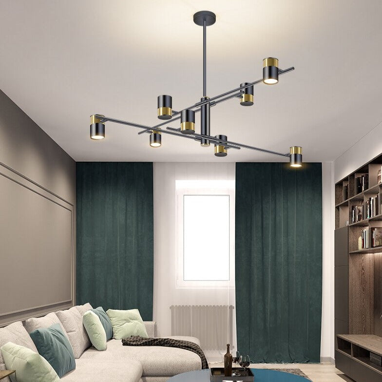Lustre design LED avec barre en métal et spots rotatifs Caeli