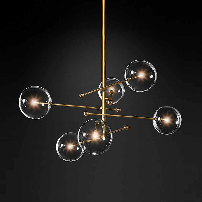 Lustre design LED base en métal doré et globes en verre Zuri - vue 16 sur 16