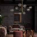 Lustre design LED base en métal doré et globes en verre Zuri