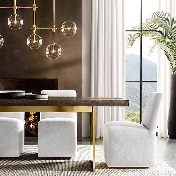 Lustre design LED base en métal doré et globes en verre Zuri - vue 8 sur 16