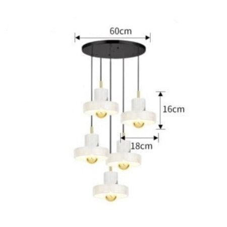 Lustre design LED avec abat-jour en marbre blanc Luxia - vue 6 sur 8