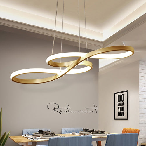 Lustre moderne avec deux symboles d'infini métalliques Kemena - vue 3 sur 11