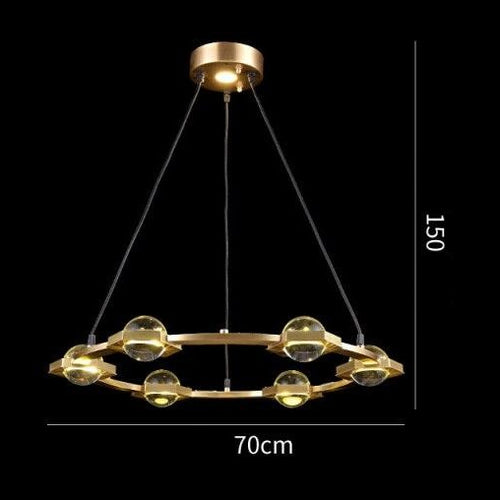 Lustre moderne luxe circulaire en cuivre et cristal Pryccilia - vue 10 sur 10